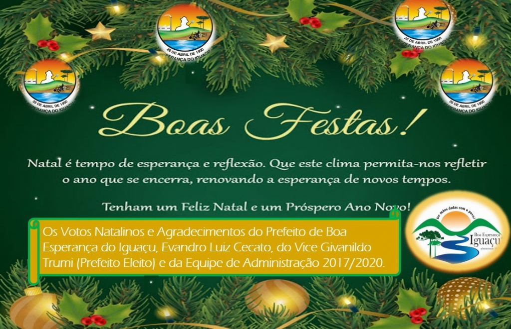 Prefeitura Municipal de Boa Esperança do Iguaçu - Mensagem de Natal e Ano  Novo